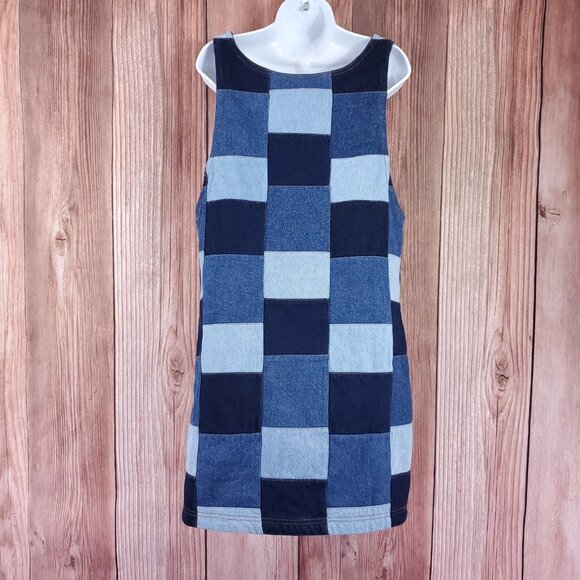 Lucy & Yak Womens Size 4 Layla Denim Dress in Paige Patchwork Blue Cotton Rare - Picture 5 of 16
